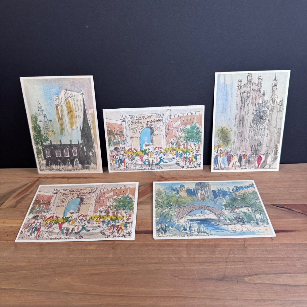 Vintage 1981 Joe Barker New York City Art Prints - Lot of 5 small